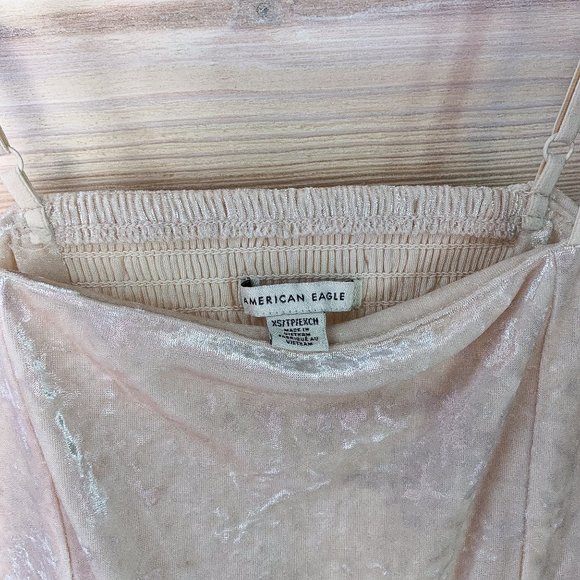 EUC American Eagle | X-Small | Cream/Ivory | Crushed Velvet Ruffle Tank Top - Picture 5 of 8